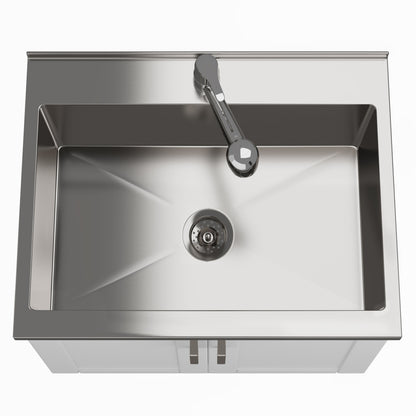 Kyle - Laundry Cabinet &Faucet And Stainless Steel Sink - White