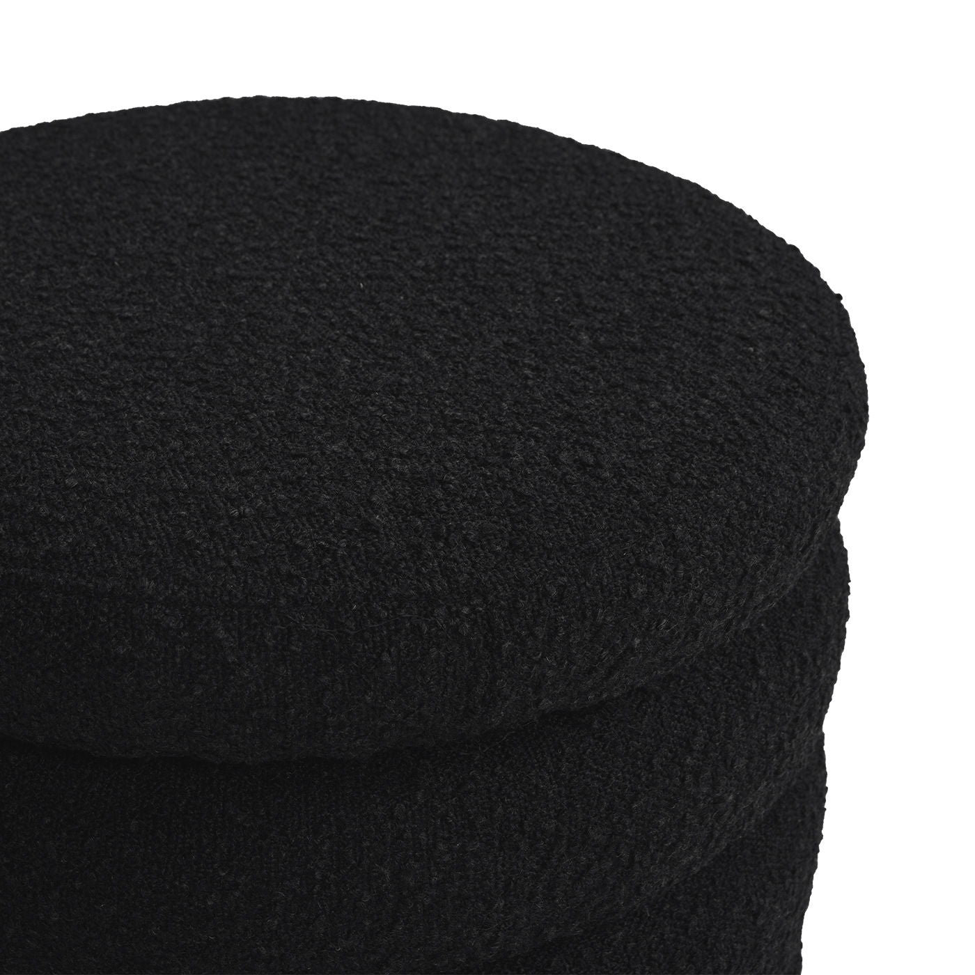 Fuji - Oversized Round Storage Ottoman - Ebony Black