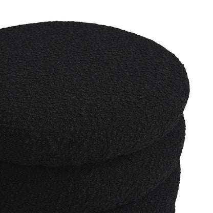 Fuji - Oversized Round Storage Ottoman - Ebony Black