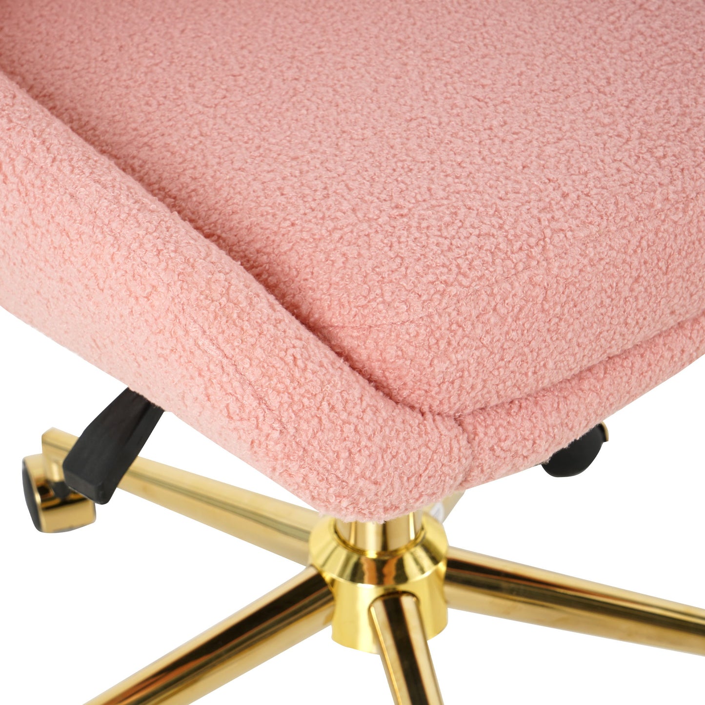 Modern Teddy Fleece Fabric Living Room Furniture Dining Chair With Gold Legs, Soft And Comfortable, Adjustable, Space Saving - Pink