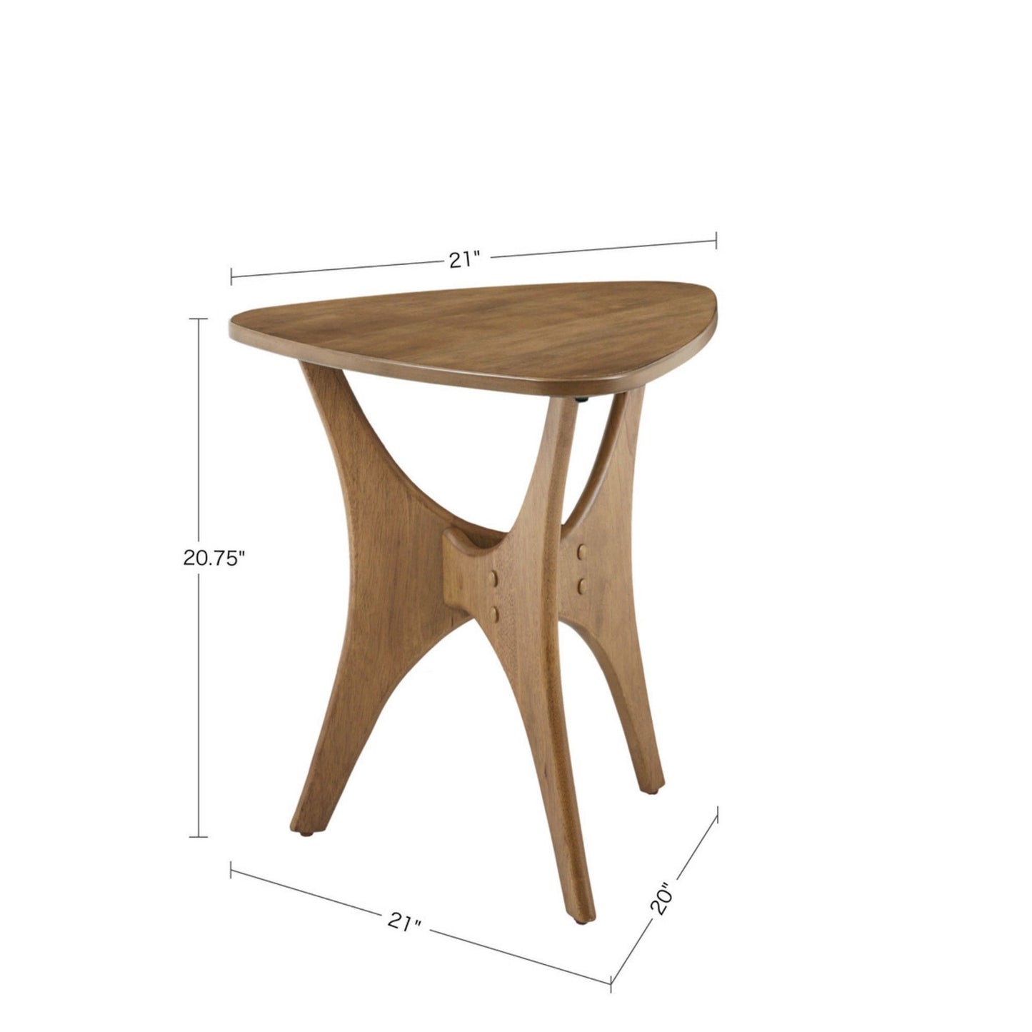 Triangle Wood Side Table With Unique Design - Light Brown