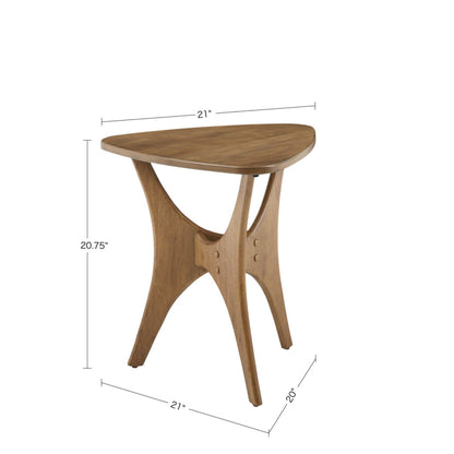 Triangle Wood Side Table With Unique Design - Light Brown