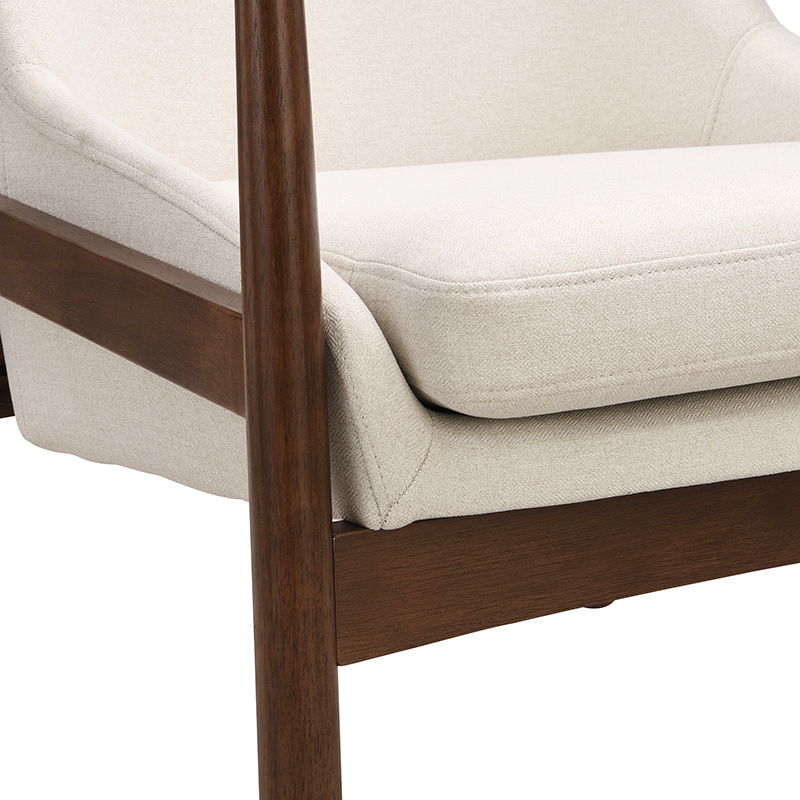 Accent Chair, Mid-Century Modern Armchair With Solid Wood Frame, Reading Leisure Chair With High Back For Living Room - Beige