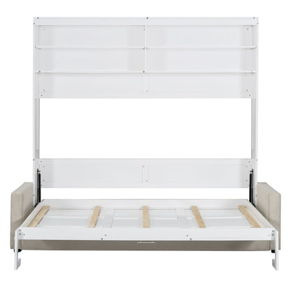 Queen Size Murphy Wall Bed With Sofa - White