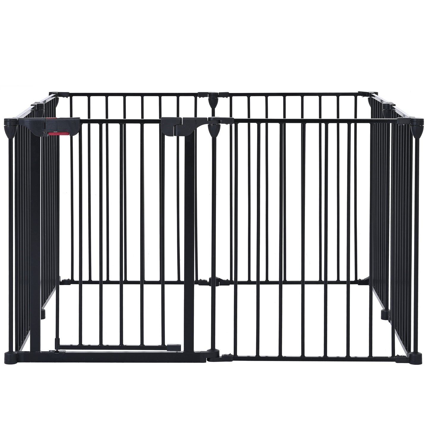 Adjustable Safety Gate 8 Panels Play Yard Metal Doorways Fireplace Fence Christmas Tree Fence Gate For House Stairs Gate Prohibited Area Fence - Black