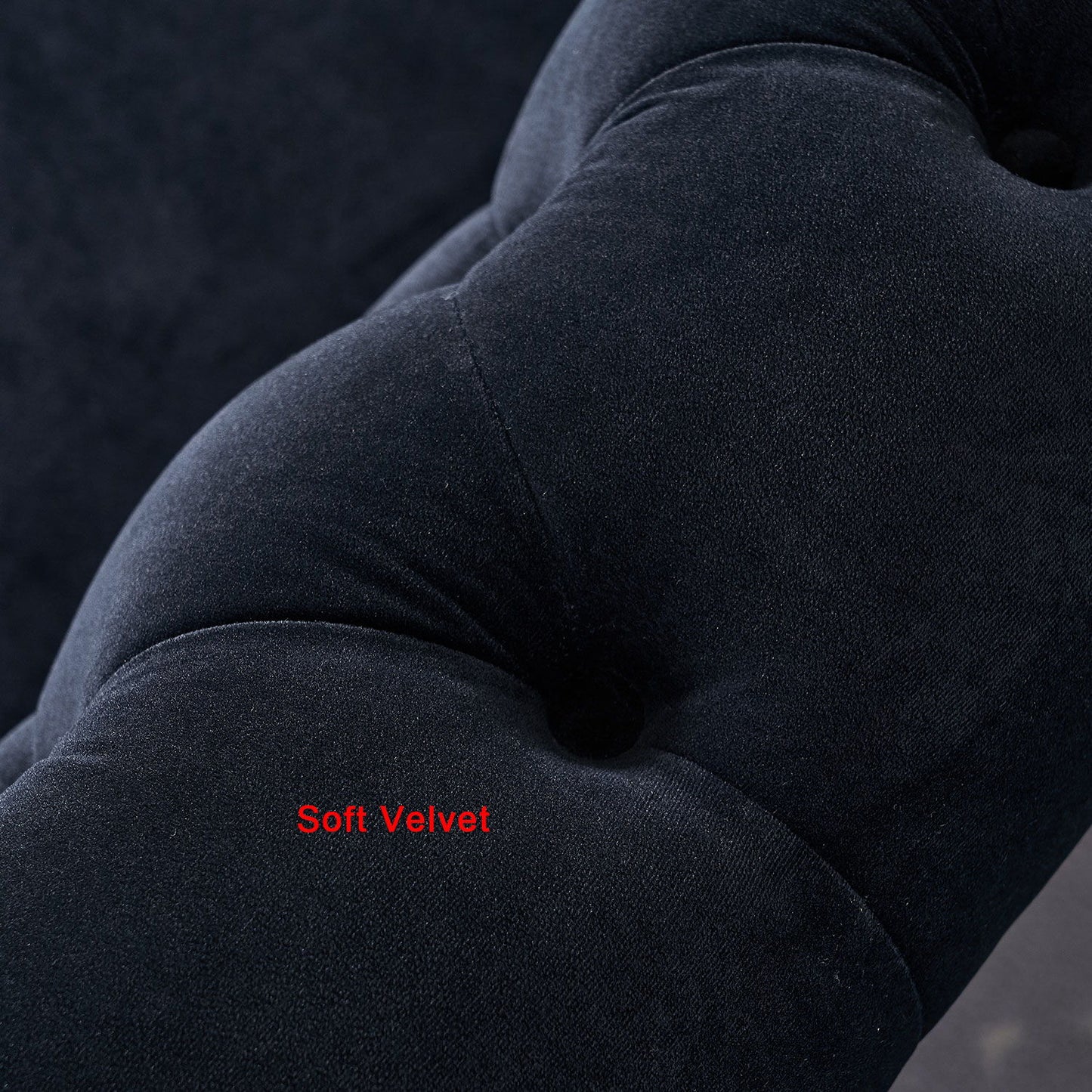 Chesterfield - Velvet Sofa 84.65" For Living Room - Black