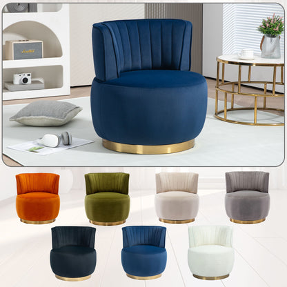 Coolmore - Swivel Barrel Chair, 360 Degree Swivel Accent Sofa Chair With Soft Velvet - Navy