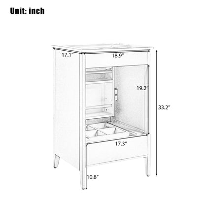 Modern Freestanding 20.3" Bathroom Vanity With Sink, Functional Drawer, Soft Closing Door - Black