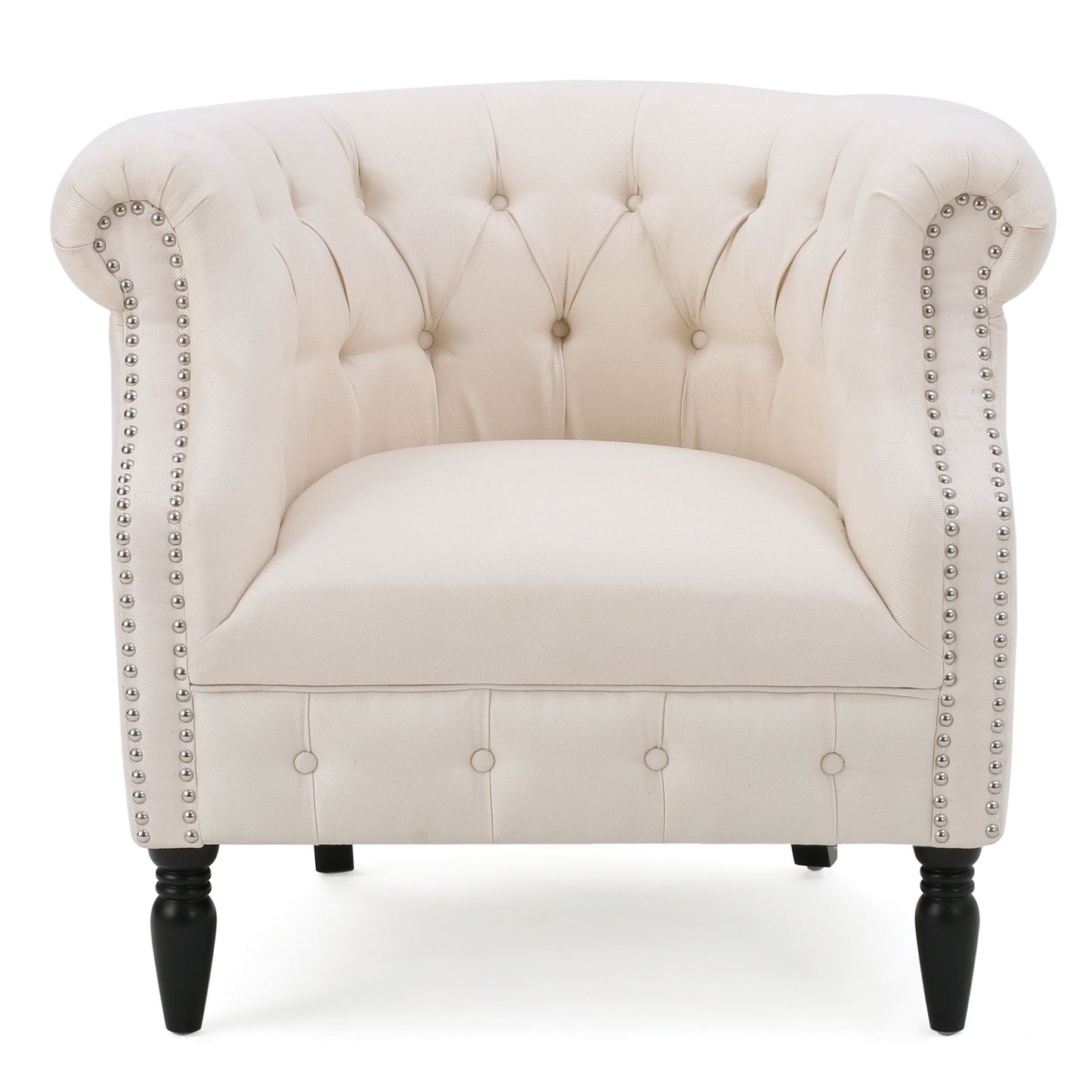 Celestialis - Upholstered Fabric Club Chair With Tub Design And Rolled Recessed Armrests - Beige