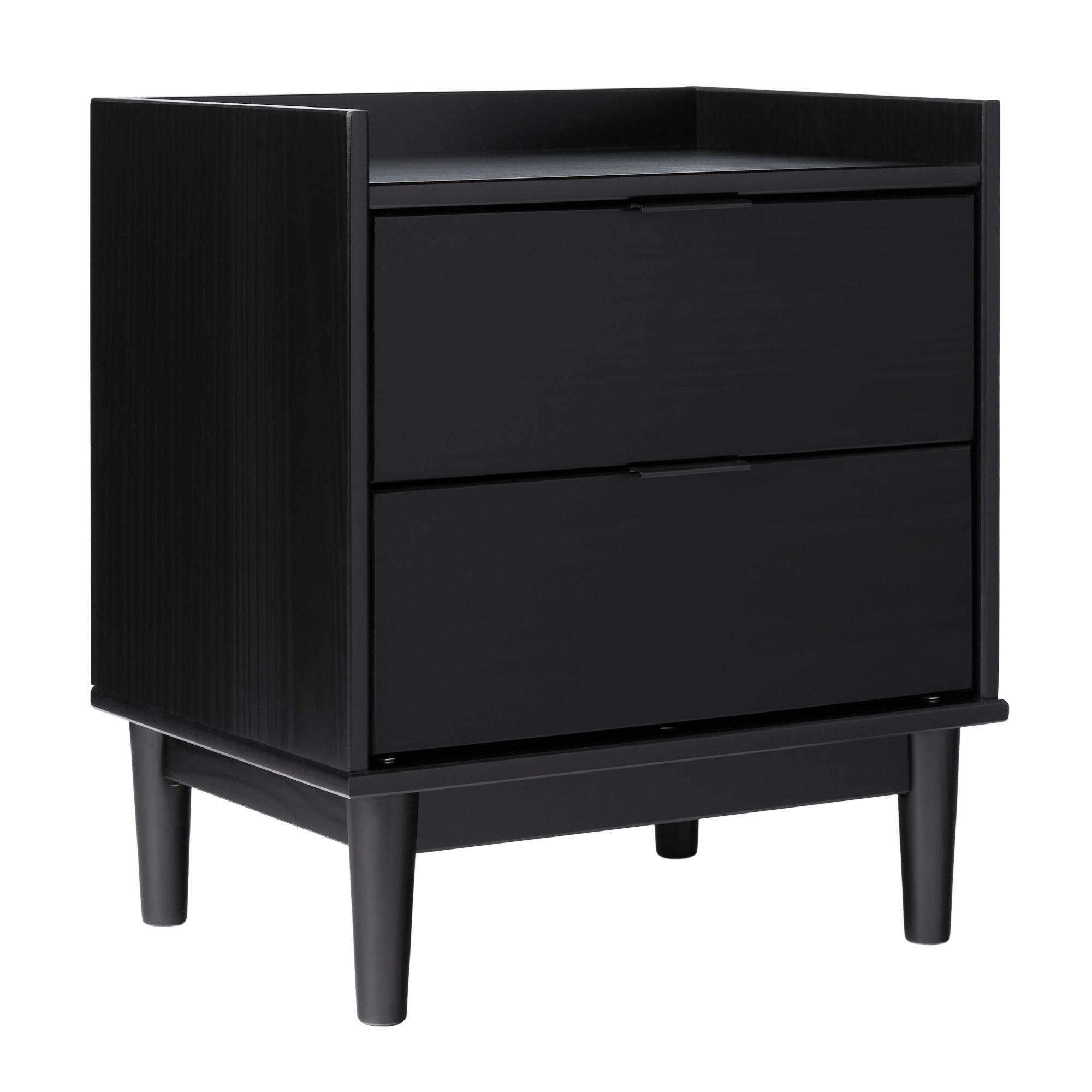 Mid-Century Modern 2 Drawer Nightstand - Black