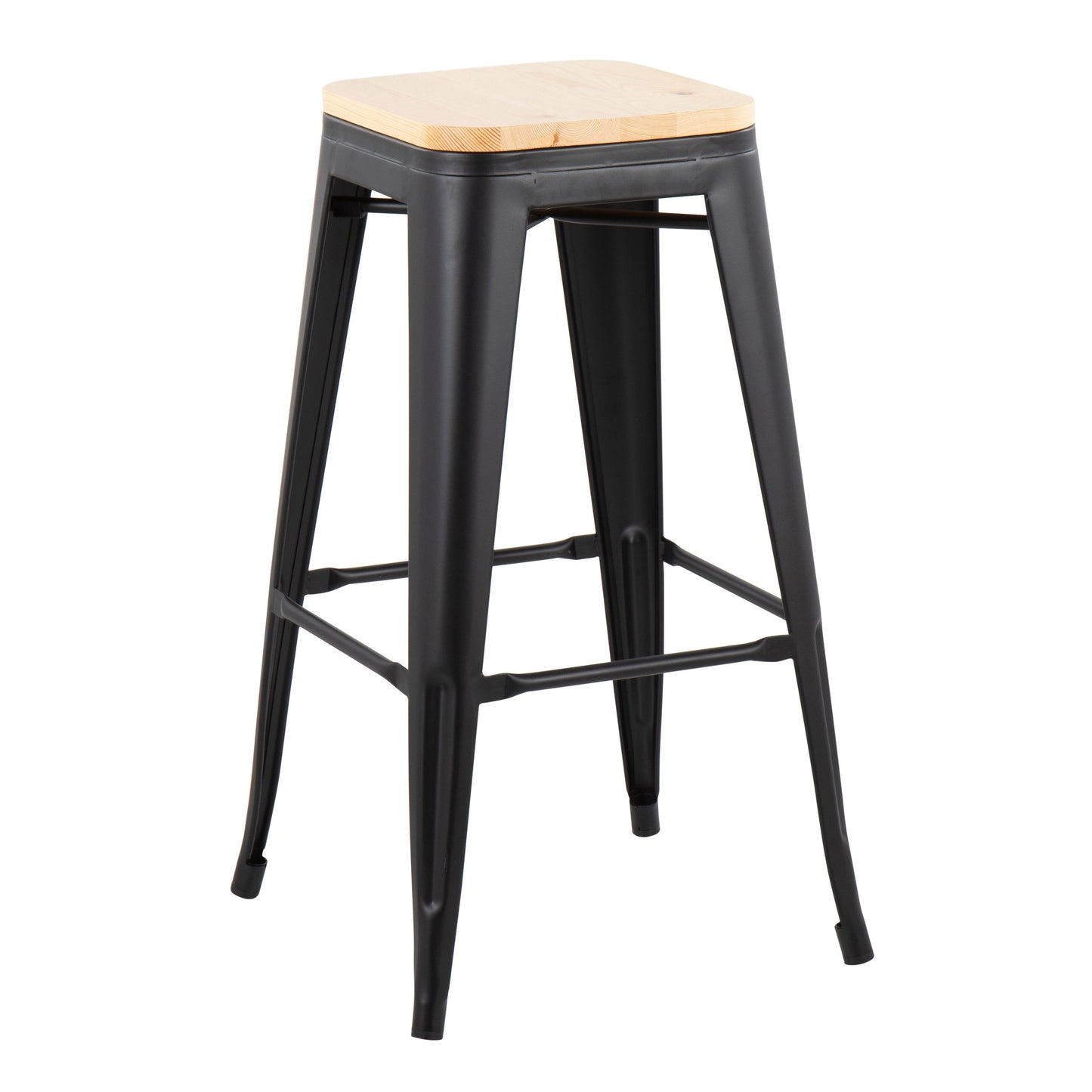 Oregon - Contemporary Barstool (Set of 2) - Black / Natural