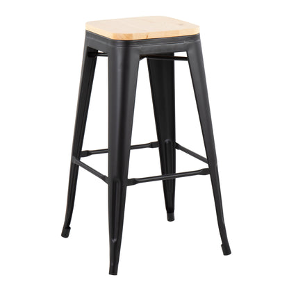 Oregon - Contemporary Barstool (Set of 2) - Black / Natural