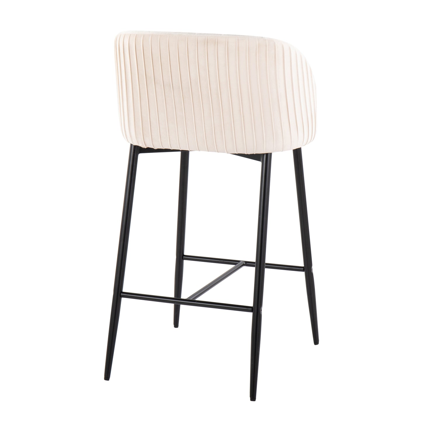 Fran - Pleated Contemporary Fixed Height Counter Stool (Set of 2) - Black / White