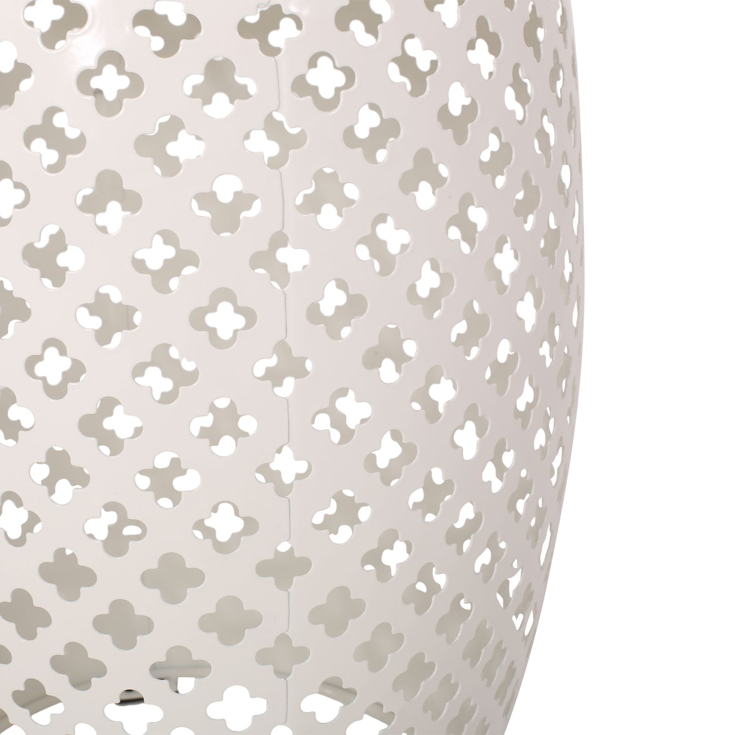 Transitional Roswell - Side Table With Tile Mosaic Top And Lace Cut Metal Frame - White