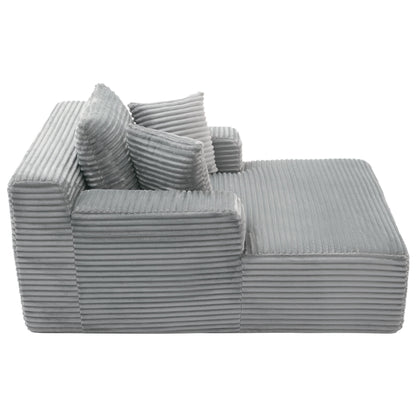 Modern Full Compressed Chaise Lounge Sofa Bed With Removable Pillows, Upholstered - Gray
