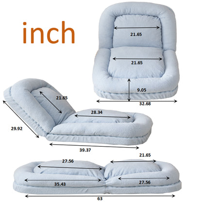Triple Fold Down Blue Metal Sofa Bed - Blue