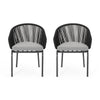 Outdoor Accent Chair With Rope Weave And Metal Frame (Set of 2) - Gray