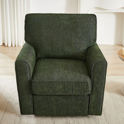 360ÔøΩÔøΩ Swivel Chair Accent Barrel Armchair With Side Pockets, Chenille Upholstery, Compact Size - Green
