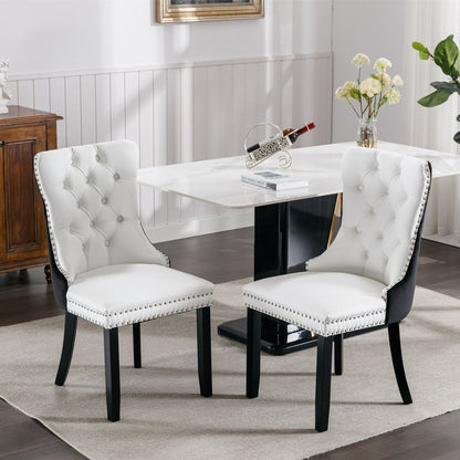 Nikki - Modern, High-End Tufted Solid Wood Contemporary And Velvet Upholstered Dining Chair With Wood Legs Nailhead Trim (Set of 2) - White / Black