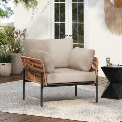 Lounge Chair With Cushions For Natural And Modern Spaces - Beige / Natural