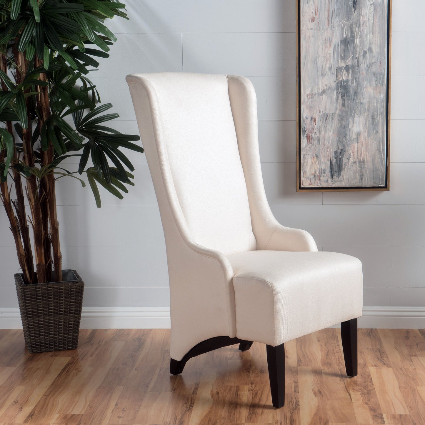 Alight - Upholstered Dining Chair With High Back And Birch Wood Legs - Beige