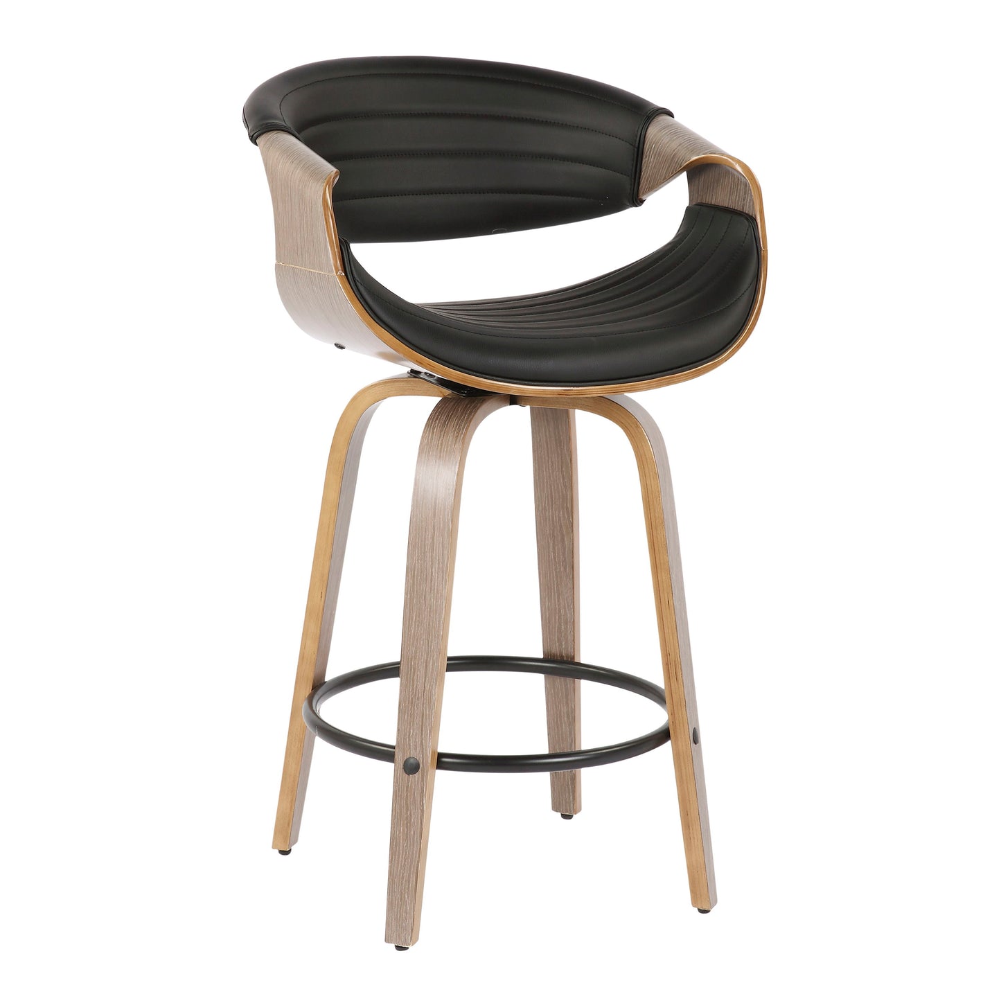 Symphony - Mid-Century Modern Counter Stool (Set of 2) - Light Gray / Black