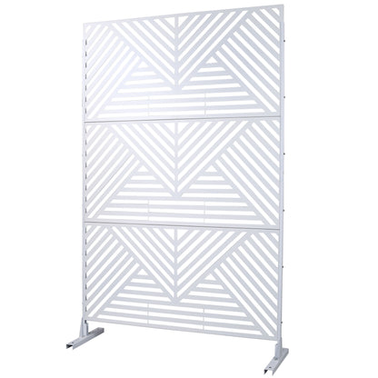 Outdoor & Indoor Privacy Screen Metal Privacy Screen, Freestanding Decorative Privacy Screen For Deck Balcony Patio, Privacy Fence Panels - White