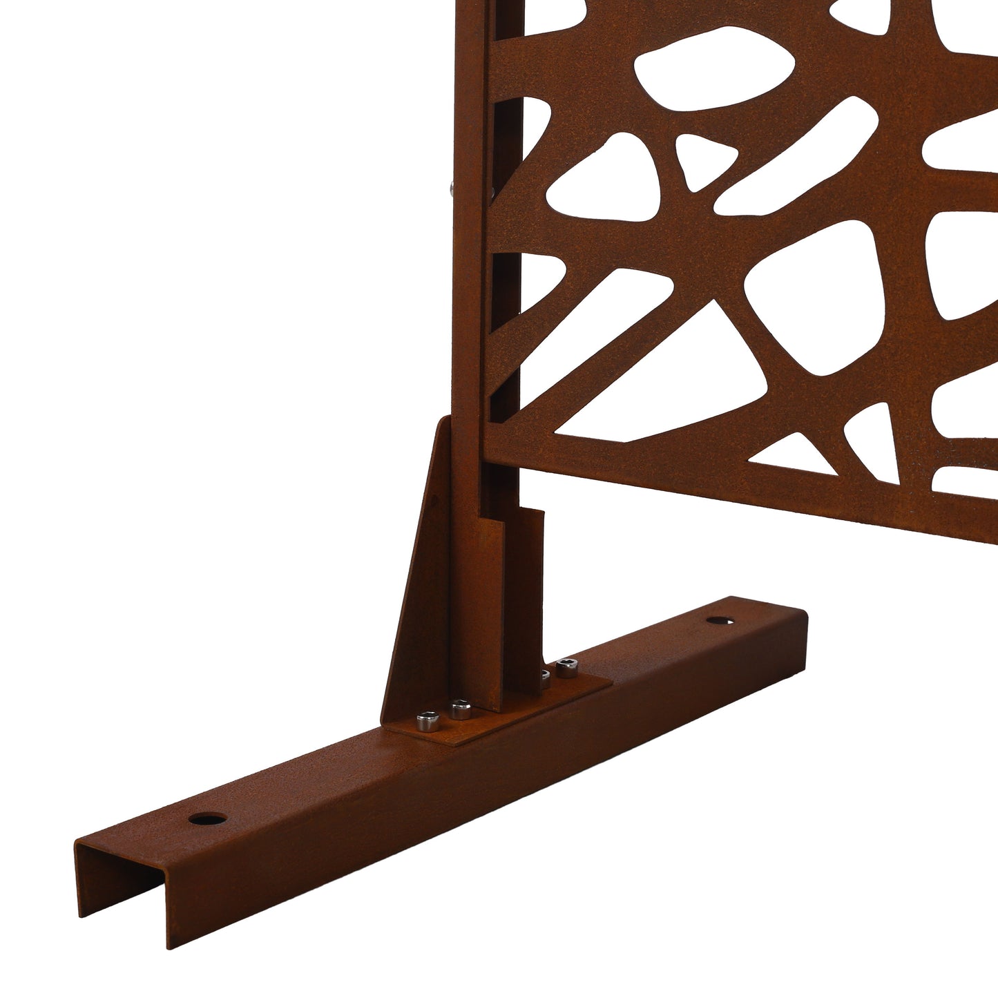 Outdoor & Indoor Privacy Screen Metal Privacy Screen, Freestanding Decorative Privacy Screen For Deck Balcony Patio - Rust Red