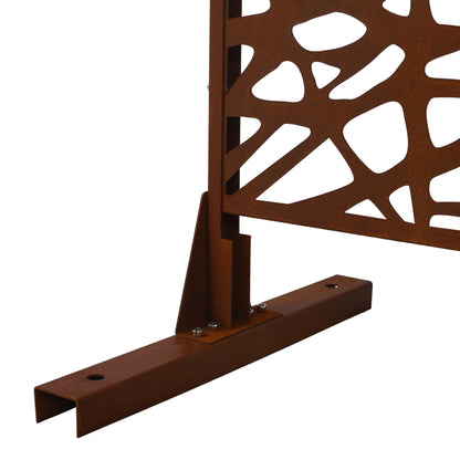 Outdoor & Indoor Privacy Screen Metal Privacy Screen, Freestanding Decorative Privacy Screen For Deck Balcony Patio - Rust Red