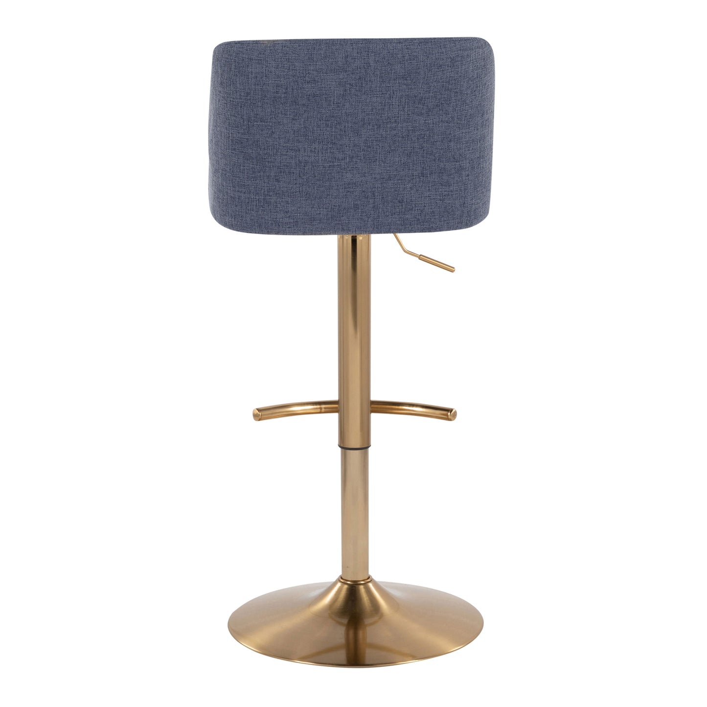 Toriano - Contemporary Adjustable Barstool With Swivel With Rounded T Footrest (Set of 2) - Blue / Gold