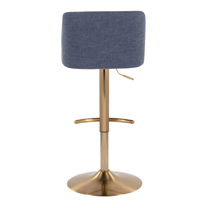 Toriano - Contemporary Adjustable Barstool With Swivel With Rounded T Footrest (Set of 2) - Blue / Gold