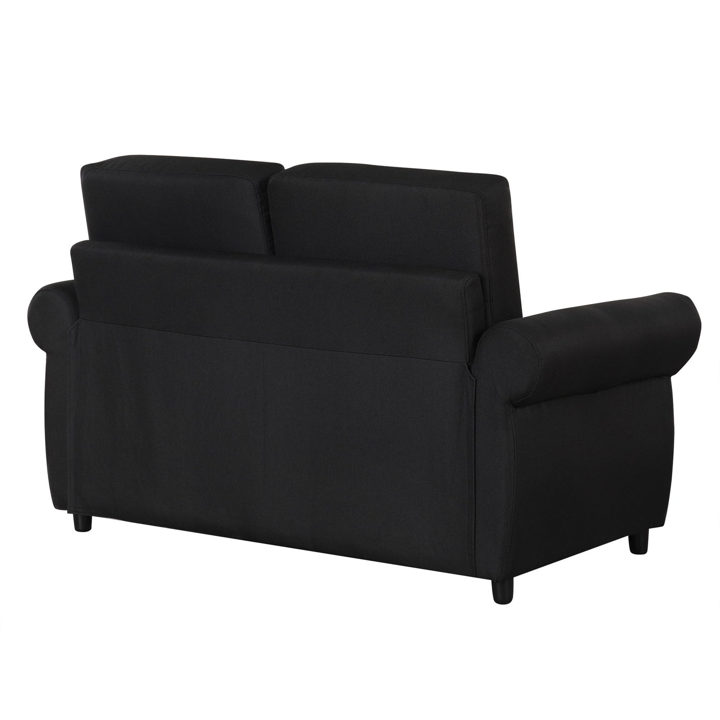 Pull Out Sofa Bed Loveseat Sleeper With Twin Size Memory Mattress With Two USB Ports For Living Room Spaces - Black