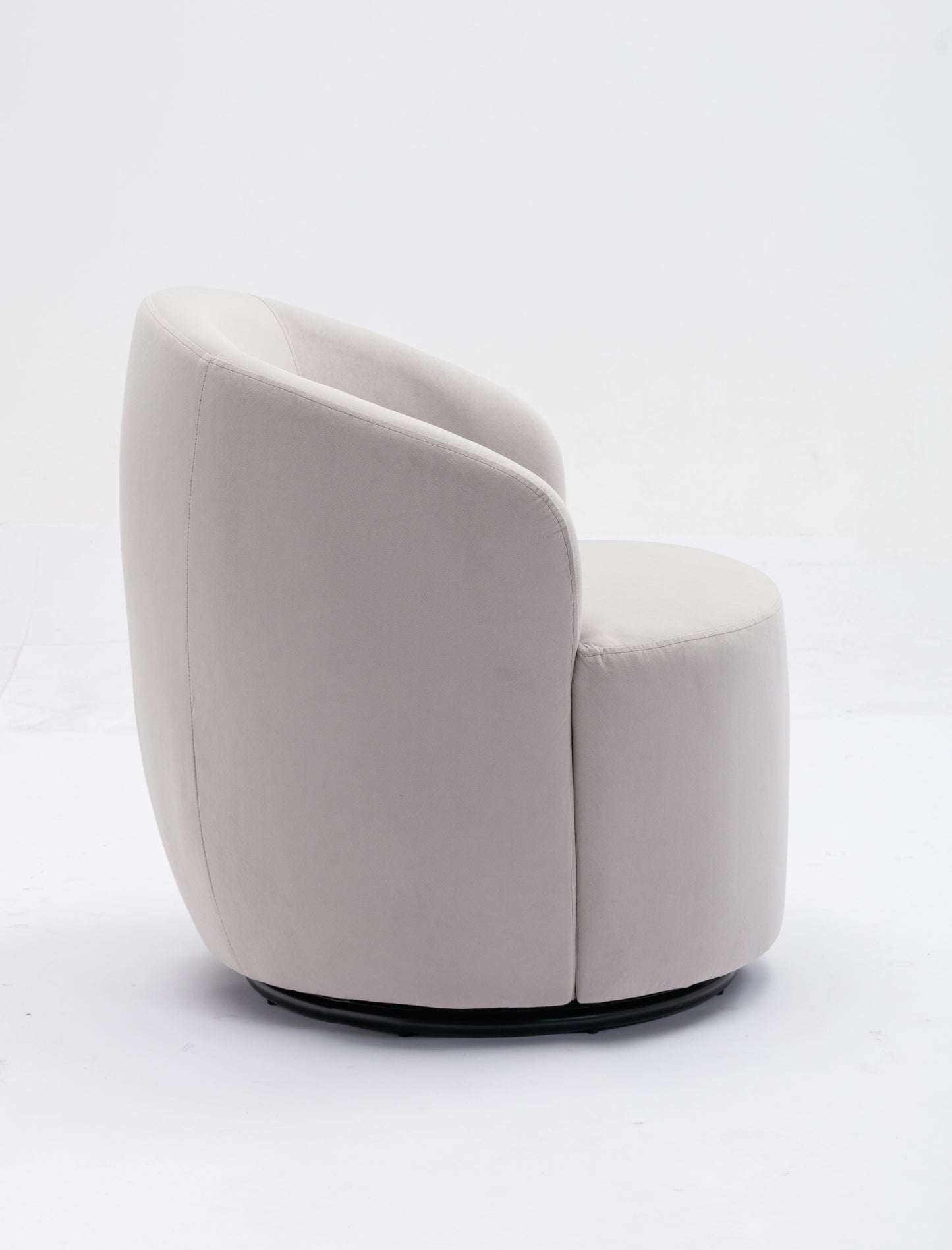 Velvet Fabric Swivel Accent Armchair Barrel Chair With Black Powder Coating Metal Ring - Gray