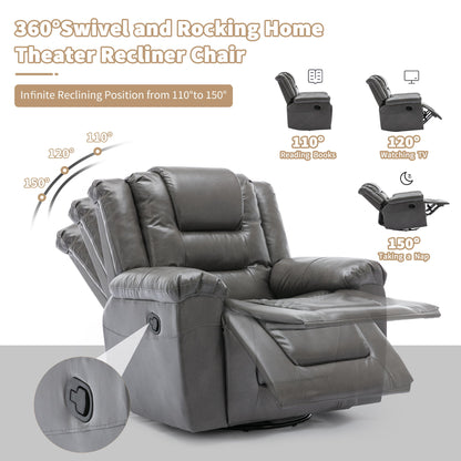 2 Seater Home Theater Recliner Manual Recliner Chair With A Storage Box And Two Cup Holders For Living Room - Gray