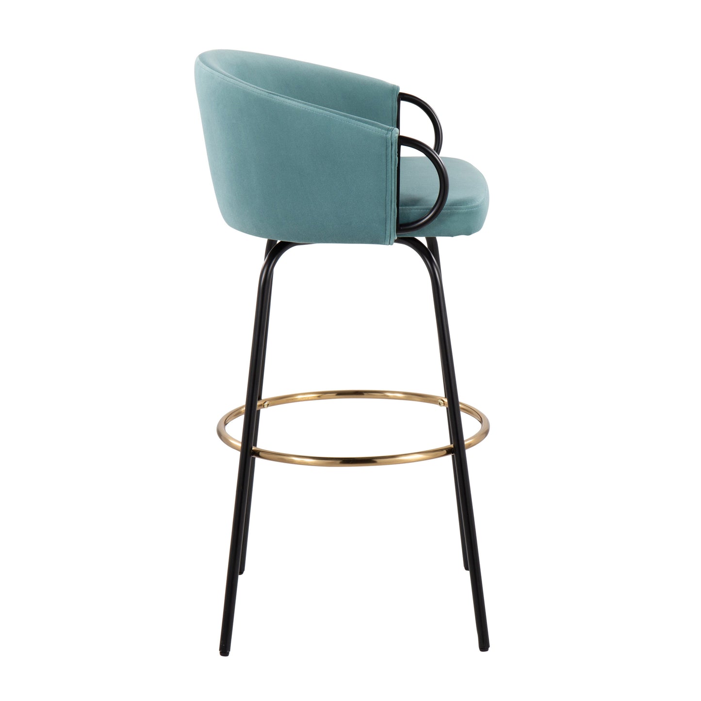 Claire - Contemporary / Glam Barstool With Footrest (Set of 2) - Black / Light Blue