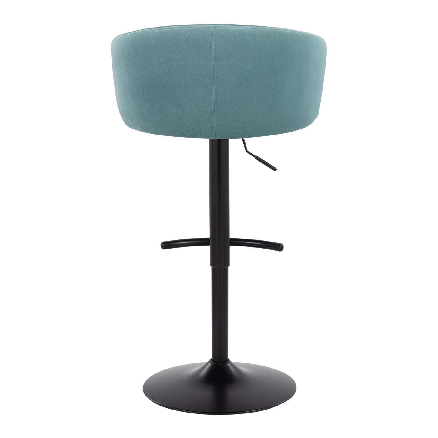 Claire - Contemporary Adjustable Barstool With Swivel With Rounded T Footrest (Set of 2) - Black / Light Blue