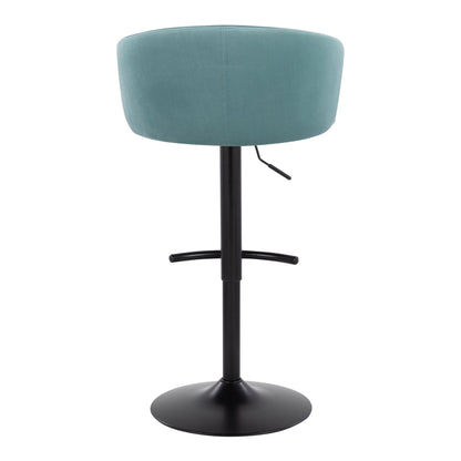 Claire - Contemporary Adjustable Barstool With Swivel With Rounded T Footrest (Set of 2) - Black / Light Blue