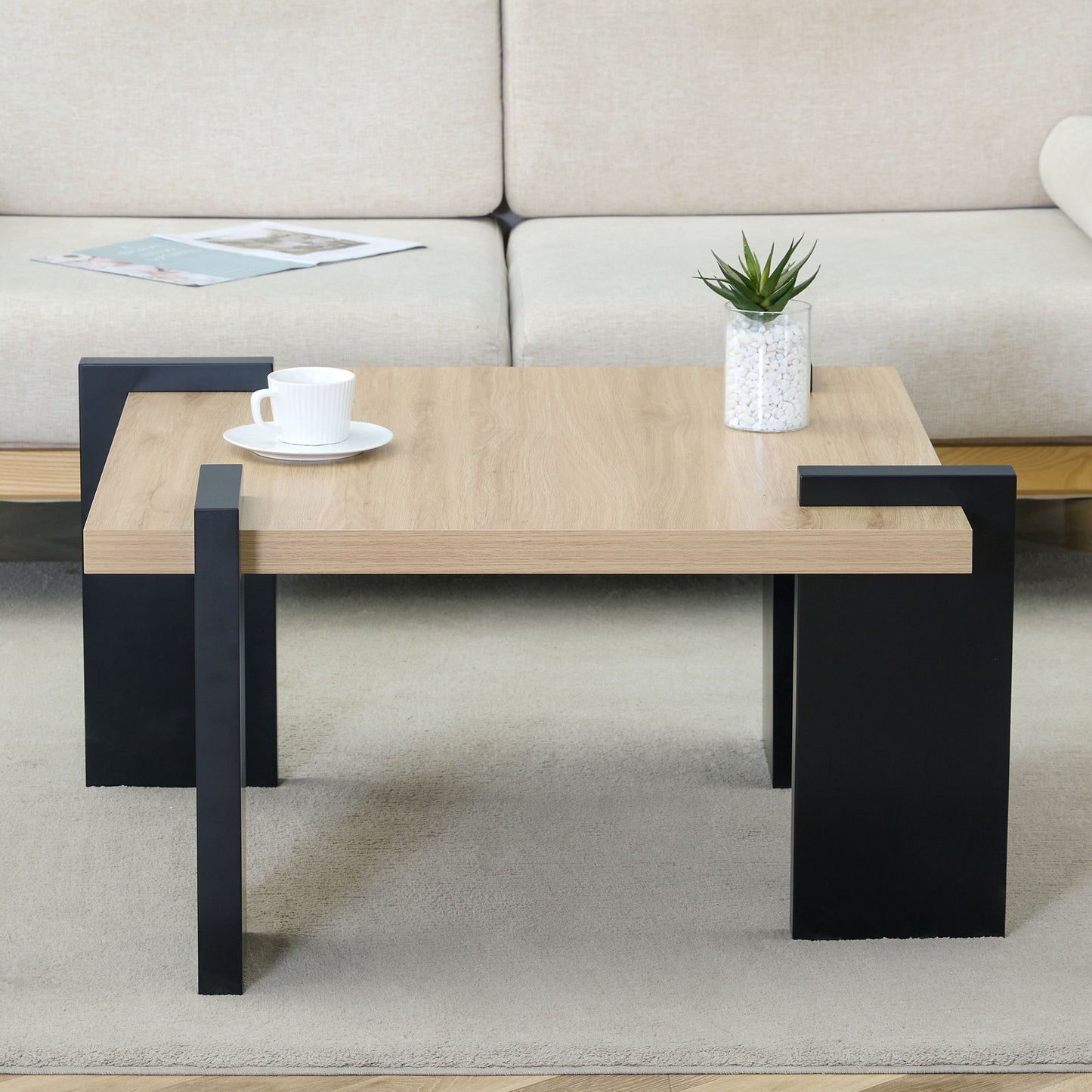 Coffee Table, Suitable For Modern Minimalist Living Rooms And Leisure Areas - Natural Wood