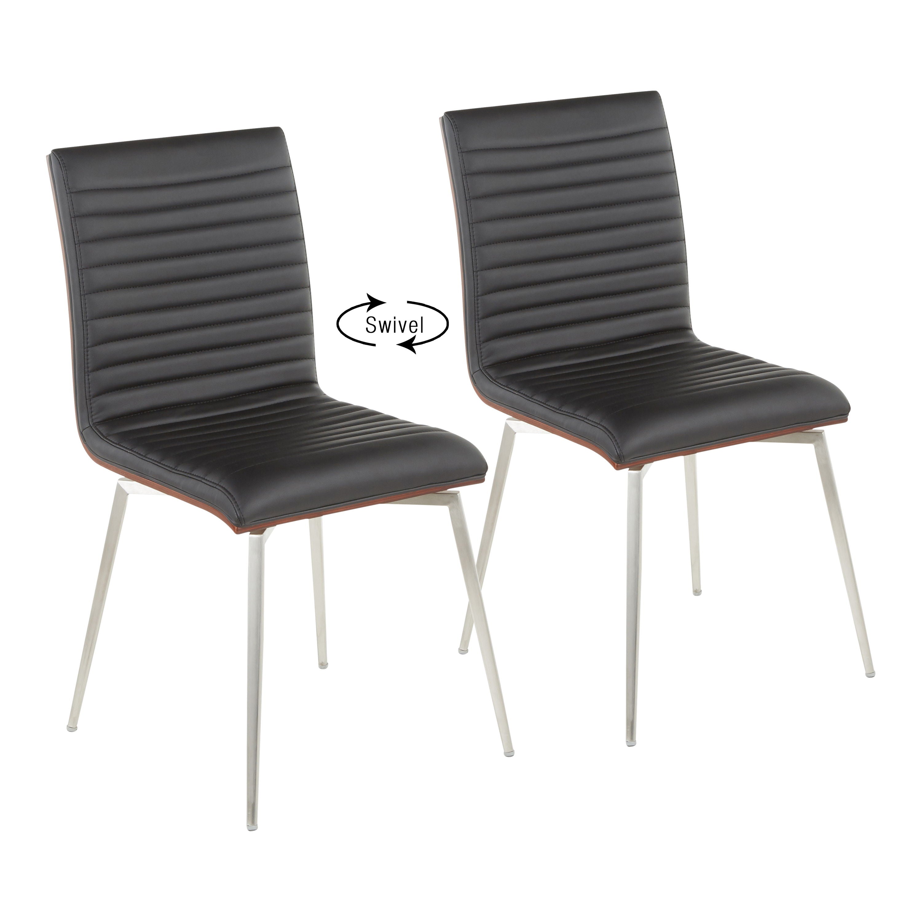 Mason - Contemporary Dining / Chair With Swivel (Set of 2) - Walnut / Black