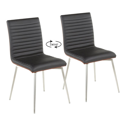 Mason - Contemporary Dining / Chair With Swivel (Set of 2) - Walnut / Black