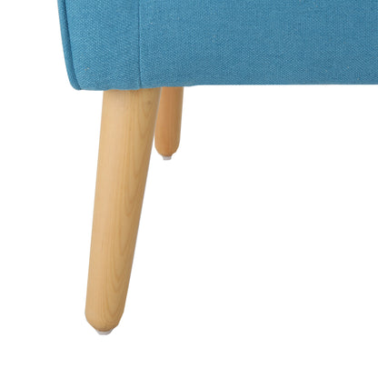 Modern Arm Chair With Tufted Back And Wooden Legs - Teal