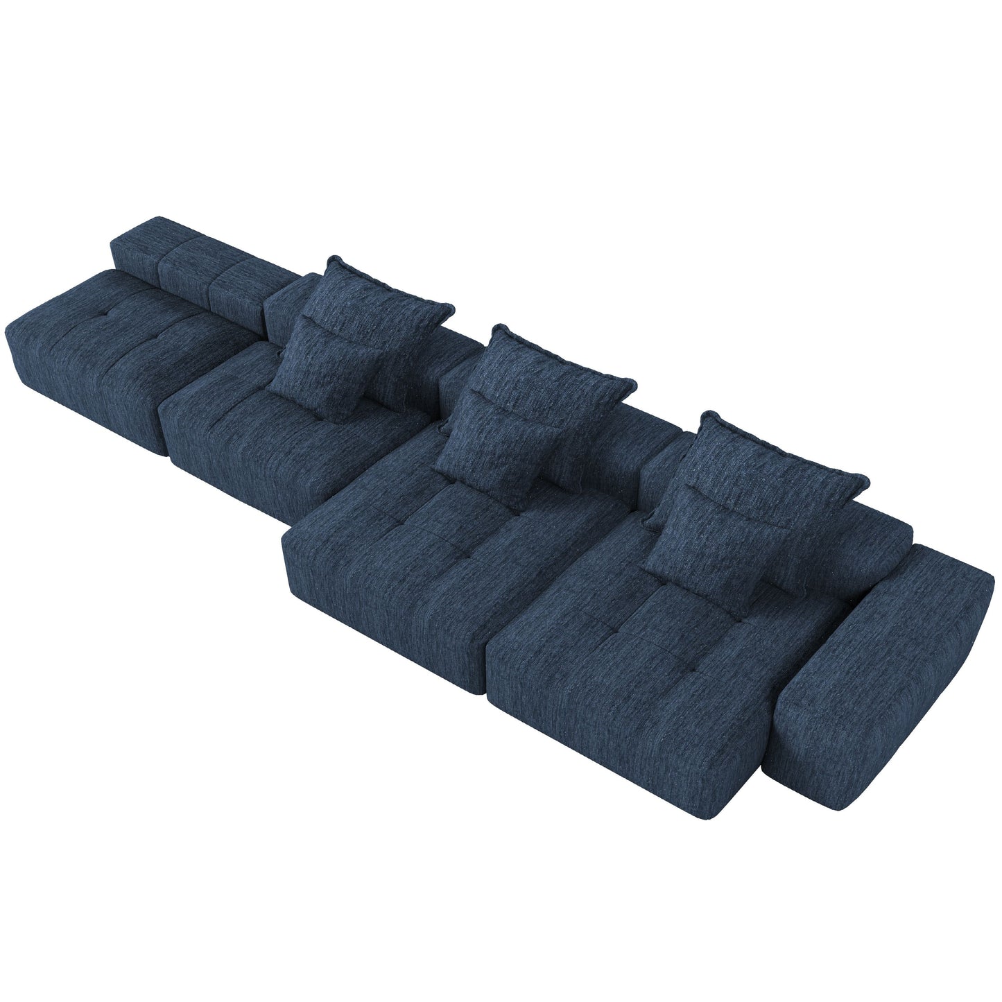 Modern Oversized Modular Sectional Sofa, Sparkling Chenille Soft Cushion Sofa With 6 Pillows, 6 Pieces Diy Combination Tufted Sofa, No Assembly Required - Blue