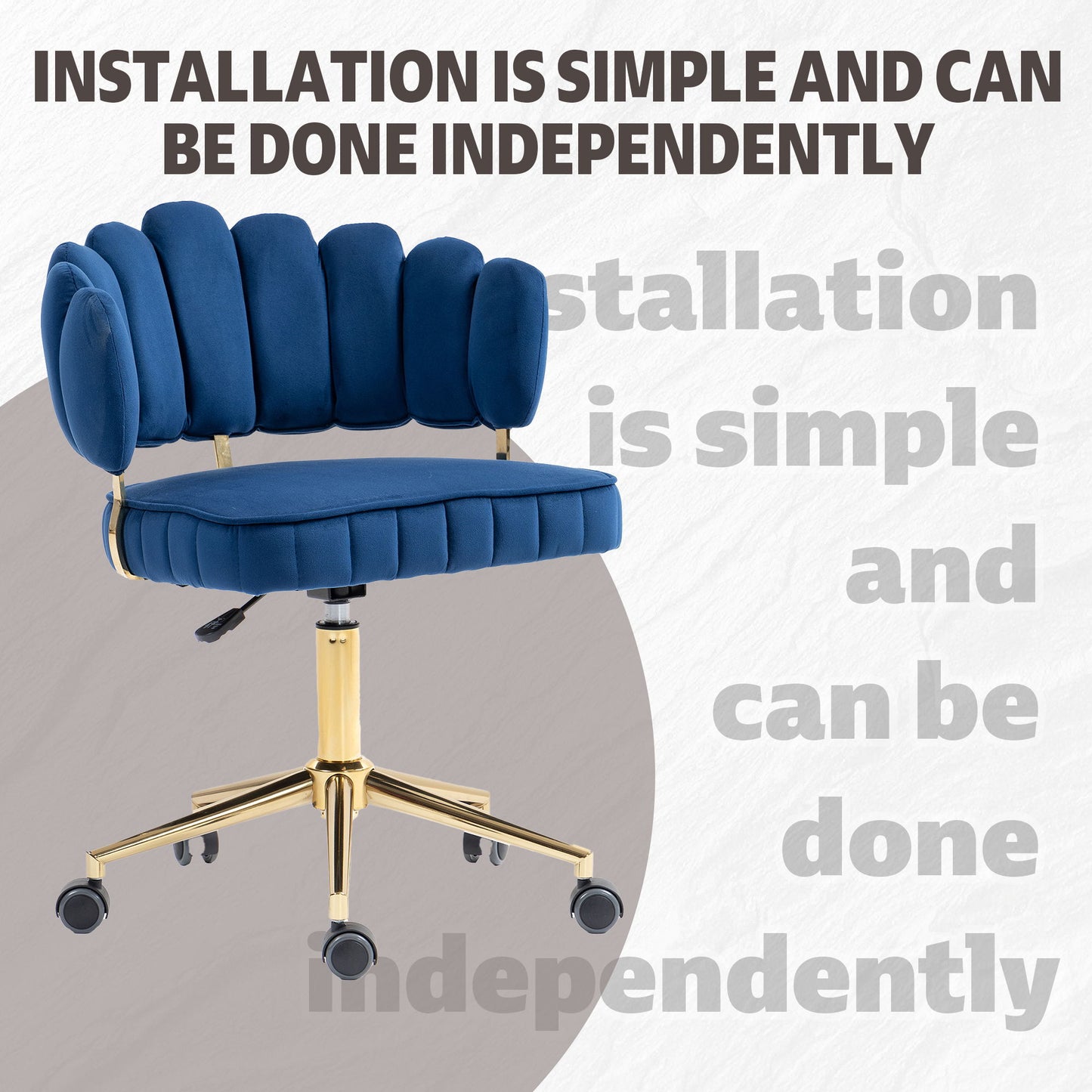 Modern Home Office Desk Chair With Adjustable Height And Swivel Wheels - Navy