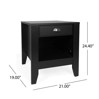Cleary - Contemporary Wood Nightstand With Drawer - Black