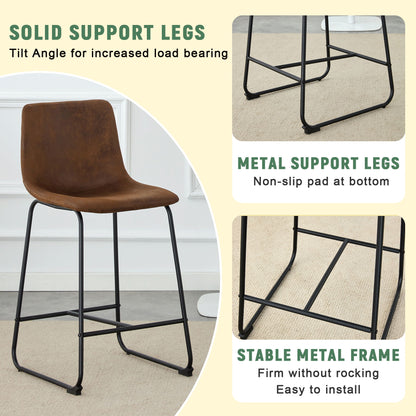 (Set of 2) Retro Bar Chairs, Comfortable Stools Suitable For Industrial And Vintage Style Settings - Brown