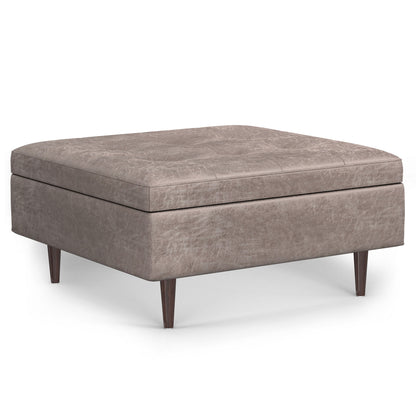 Shay - Mid Century Large Square Coffee Table Storage Ottoman - Gray