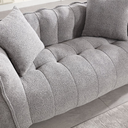 Soft Beanbag Chair With High Resilience Foam Core For Two People - Gray