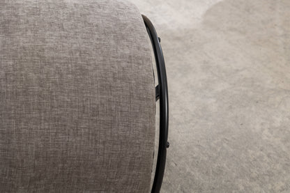 Chenille Fabric Swivel Accent Armchair Barrel Chair With Black Powder Coating Metal Ring - Gray