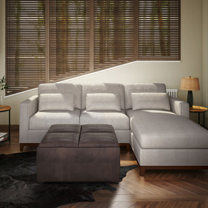 Avalon - Square Coffee Table Storage Ottoman - Distressed Brown