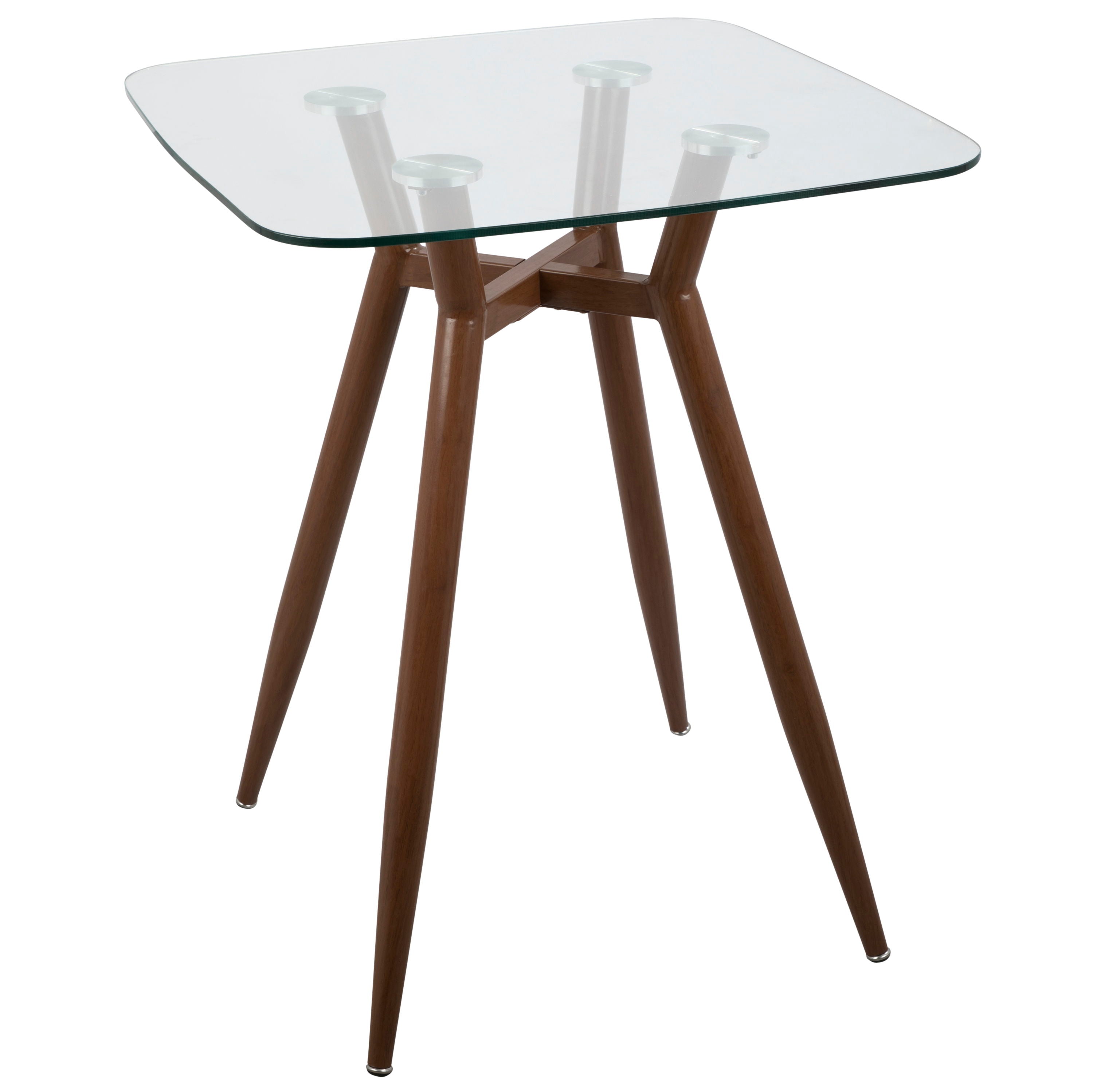 Clara - Mid-Century Modern Square Counter Table - Walnut / Clear